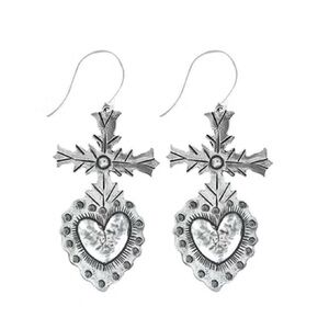 NWT Tara Gasparian Tulum Silver Heart Cross Earrings